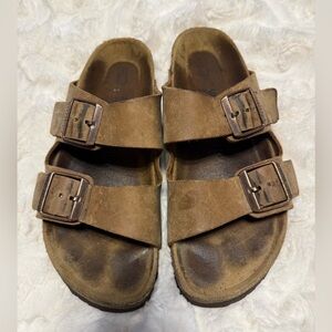 Birkenstock Tan Suede Footbed Sandals